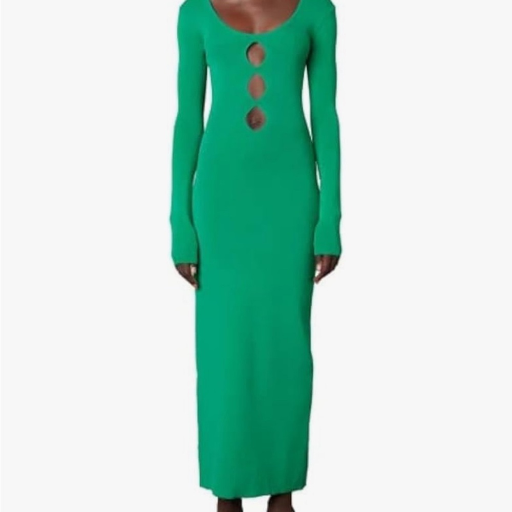 Chic Long Sleeve Green Dress